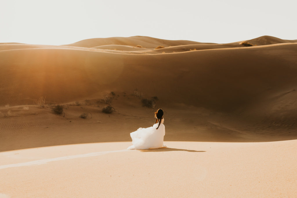 Sand Dunes Elopement White Dress