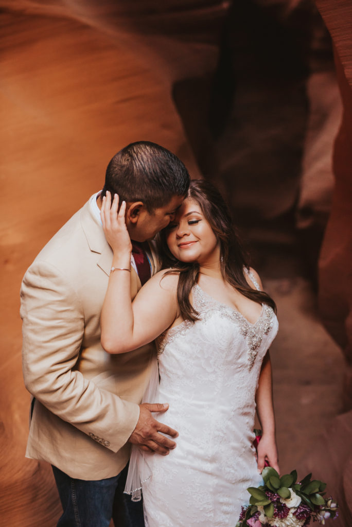 Bride and Groom in Slot Canyon