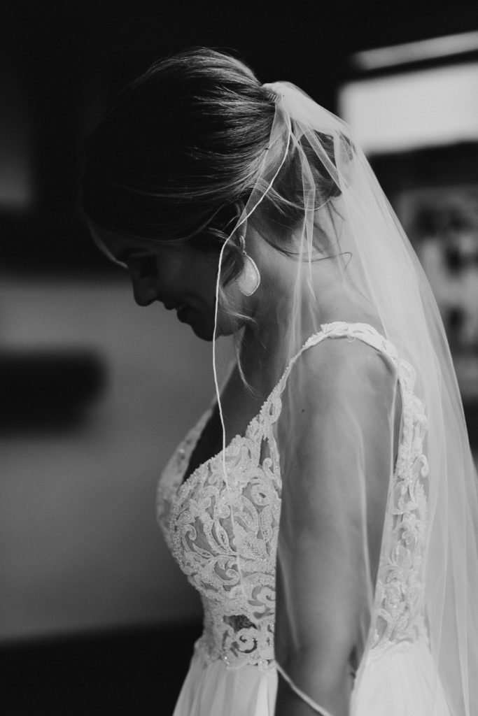 black and white bride getting ready