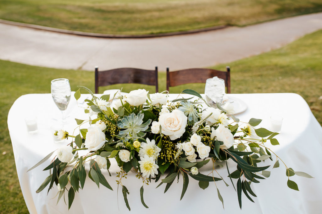 sage and white wedding florals