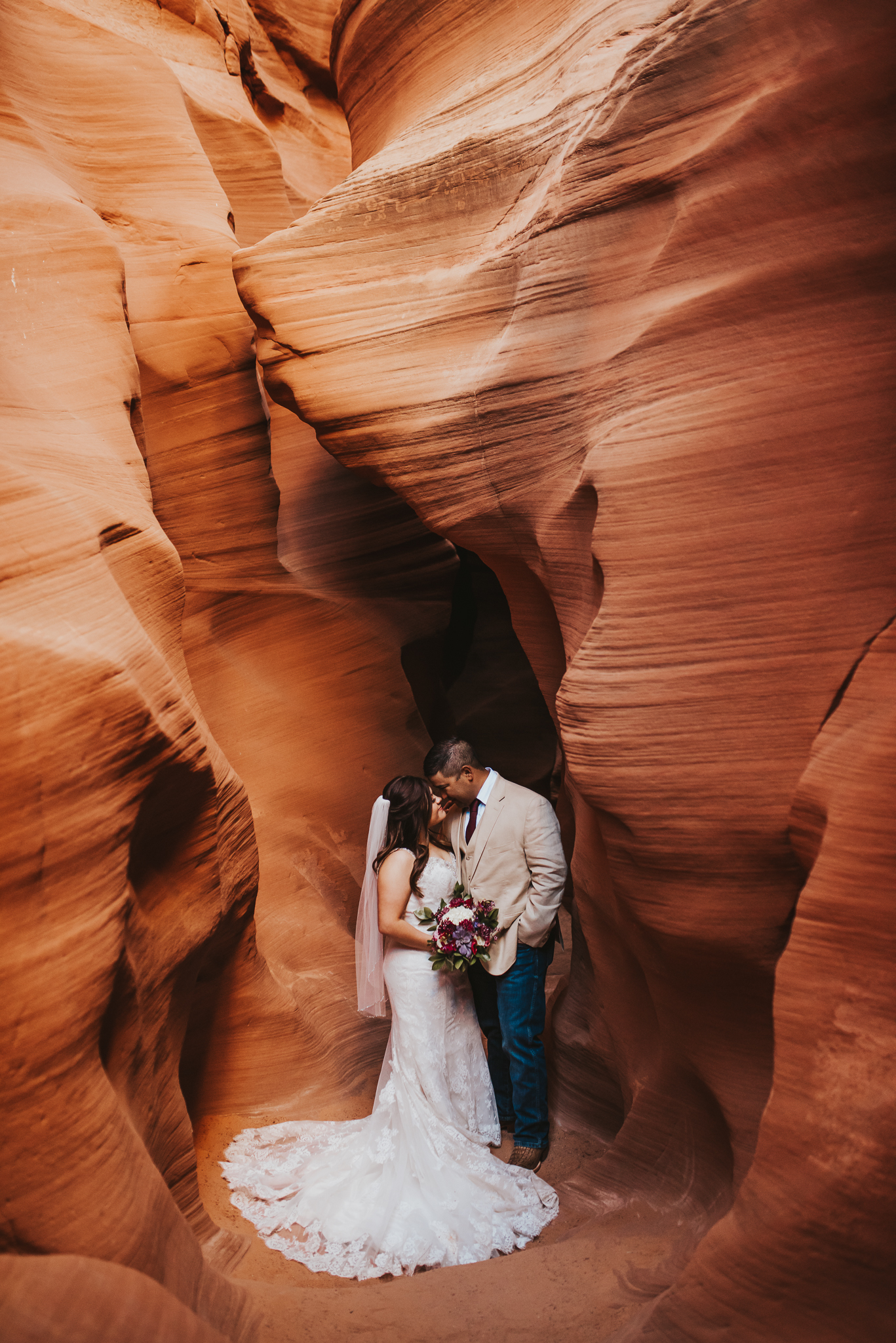 Wedding Couple in Slot Canyon