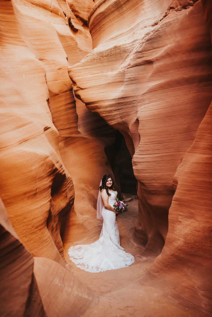 Bride in Slot Canyon